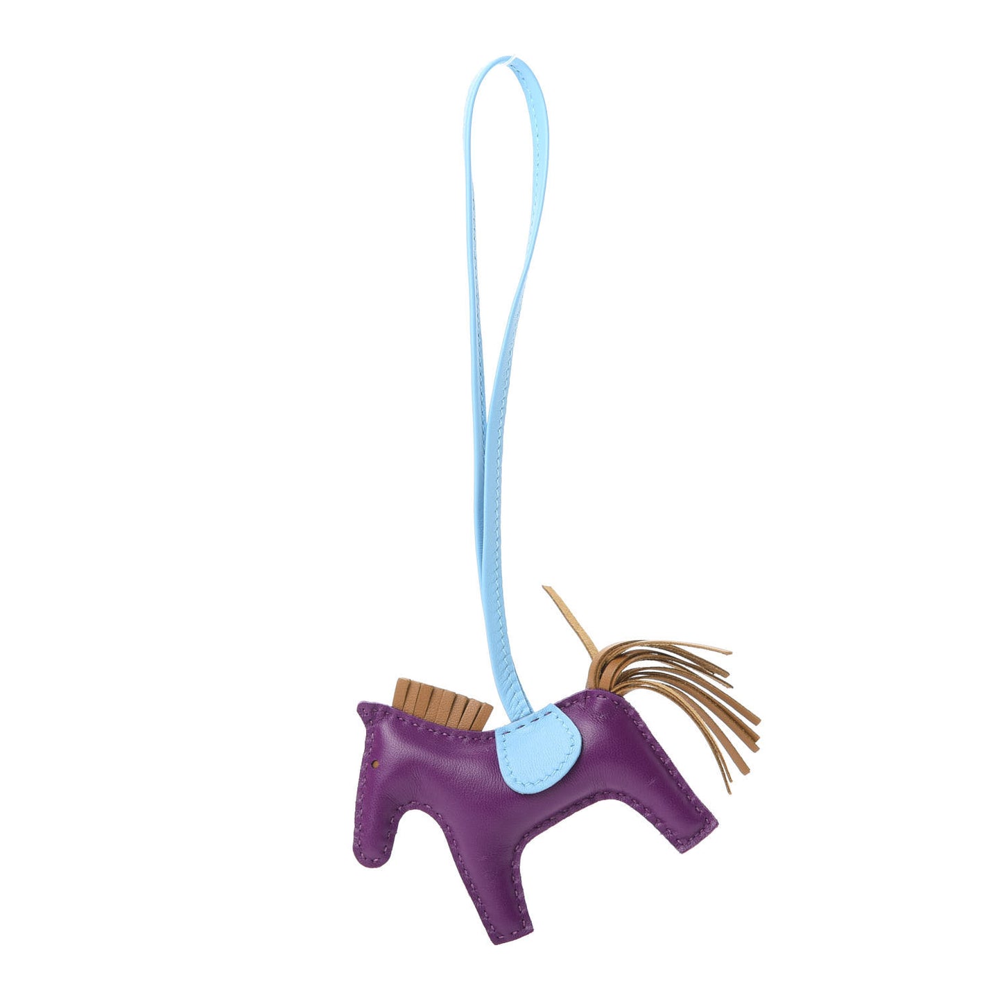 Milo Lambskin Grigri Rodeo Horse Bag Charm PM Violet Celeste Kraft