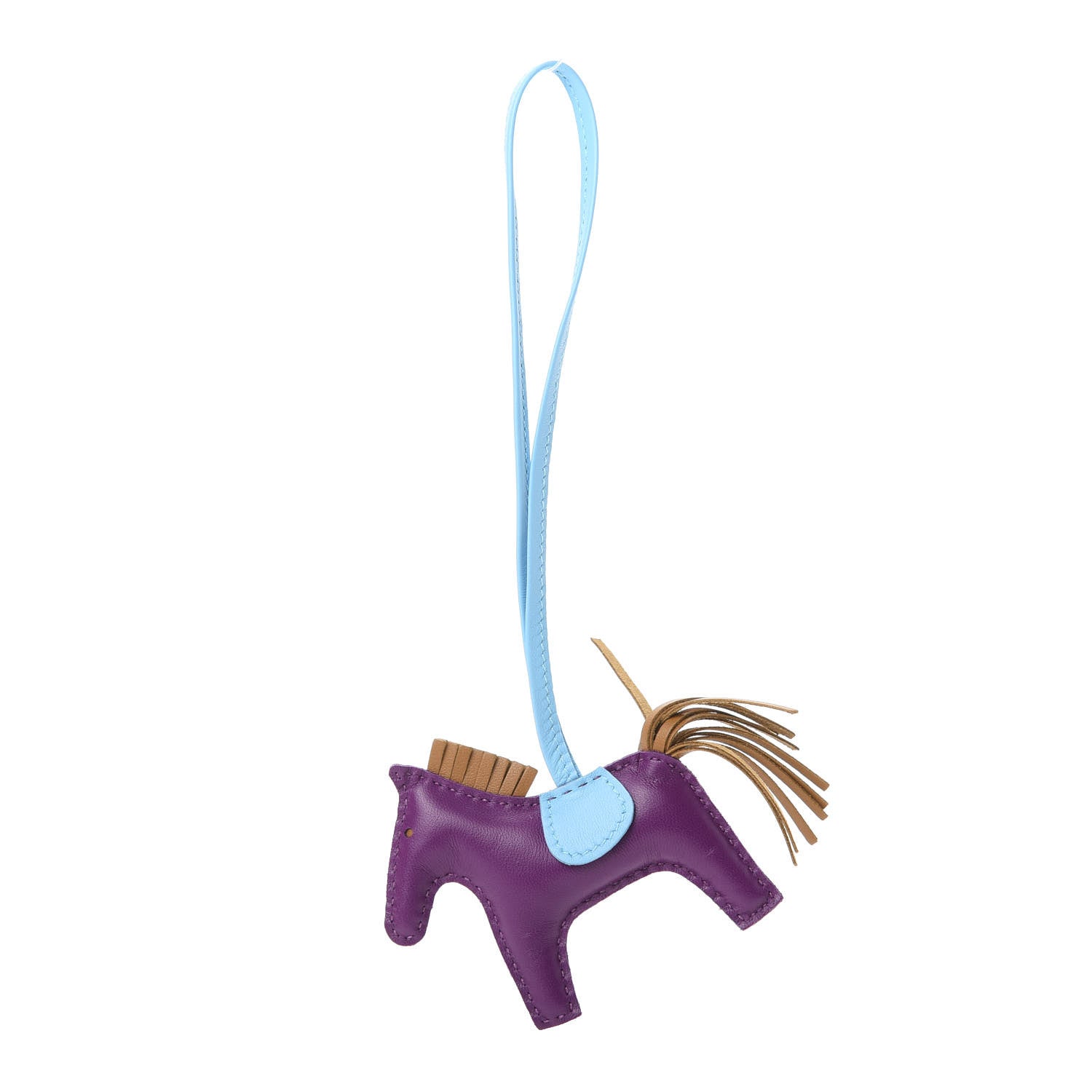Hermes Milo Lambskin Grigri Rodeo Horse Bag Charm PM Violet Celeste Kraft 1 of 5