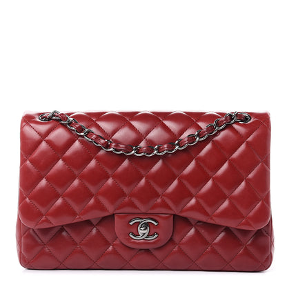 Chanel Lambskin Quilted Jumbo Double Flap Dark Red 1 of 19