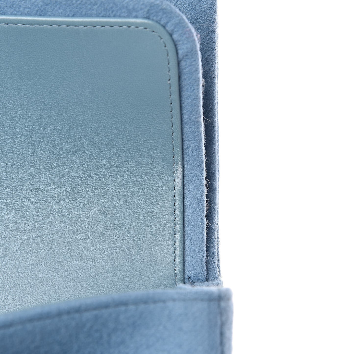 Felt Flower Embroidered Medium Double Flap Blue Multicolor