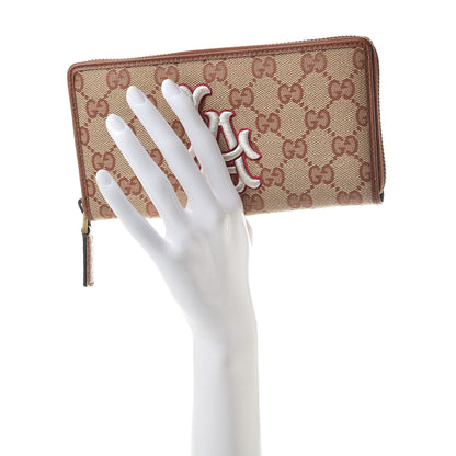 Gucci X MLB GG Monogram LA Dodgers Zip Around Wallet Beige Ruggine Ivory 2 of 8