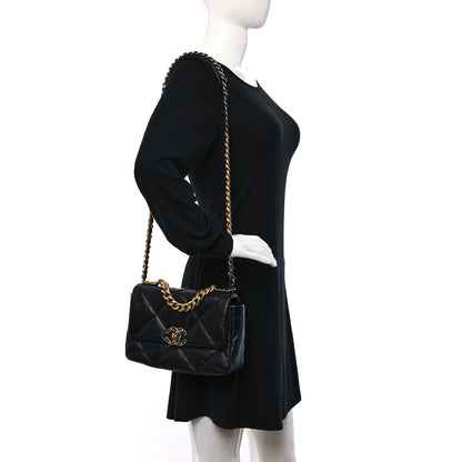 Chanel Shiny Goatskin Quilted Medium Chanel 19 Flap Black 2 of 10