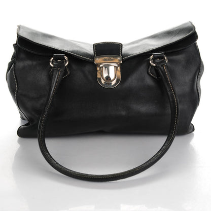 Prada Vitello Easy A Foldover Pushlock Satchel Black 5 of 19