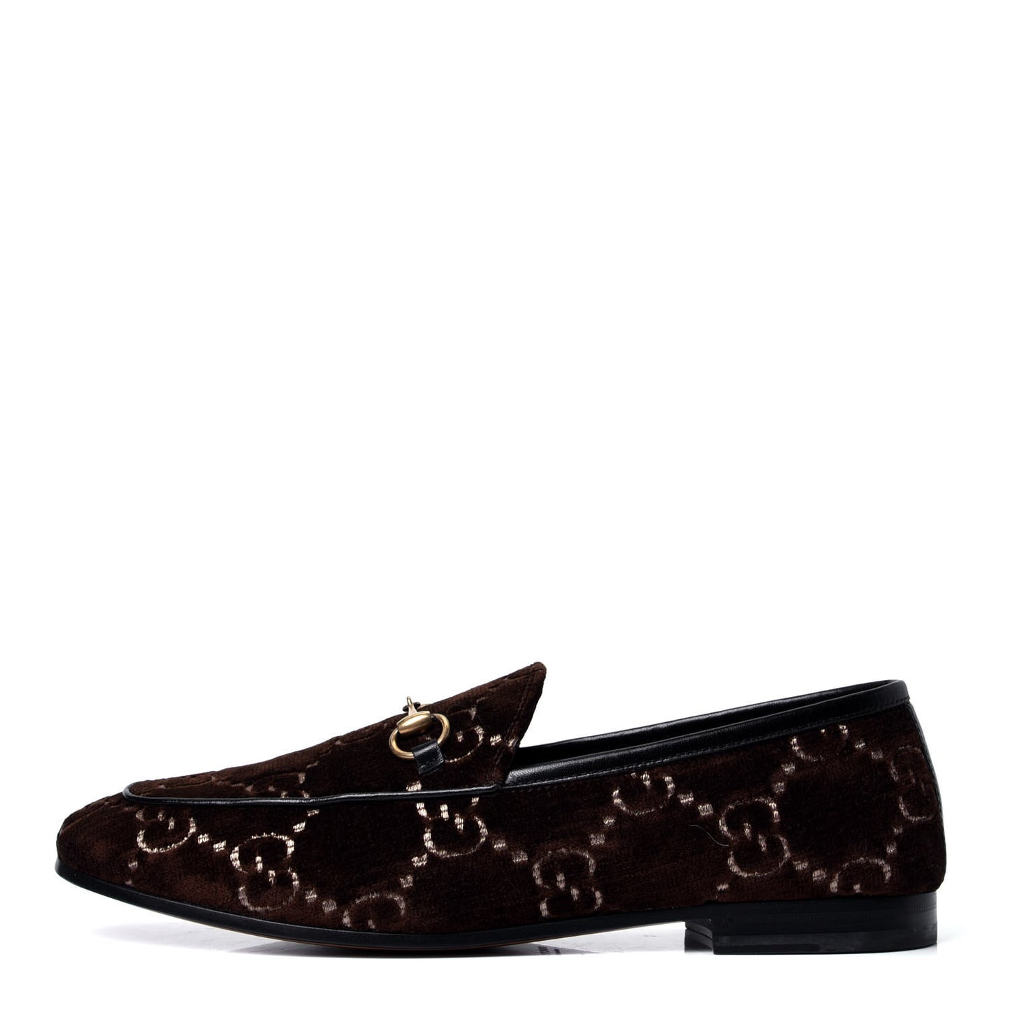 Velvet GG Monogram Horsebit Womens Jordaan Loafers 39 Brown Black