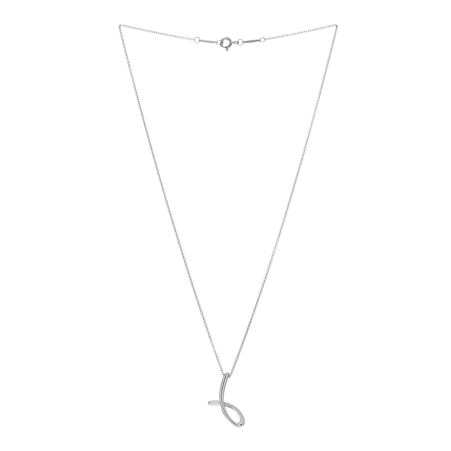 Tiffany Sterling Silver Elsa Peretti Letter J Pendant Necklace 2 of 4
