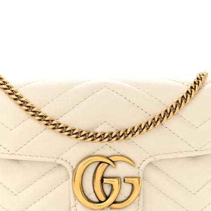 Gucci Calfskin Matelasse Super Mini GG Marmont Shoulder Bag White 8 of 10