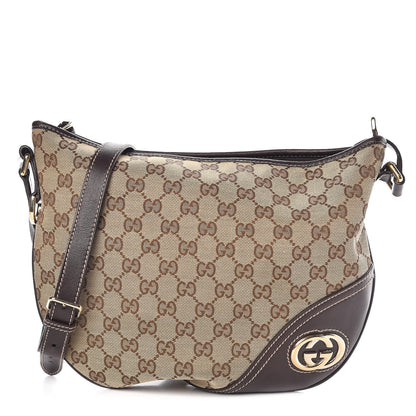 Gucci Monogram Medium New Britt Half Moon Hobo Dark Brown 1 of 9