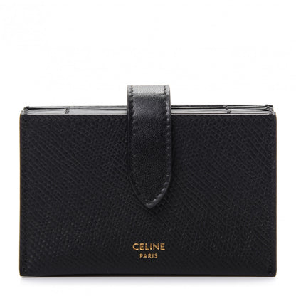 Celine Grained Shiny Calfskin Accordion Card Holder Black 1 of 7