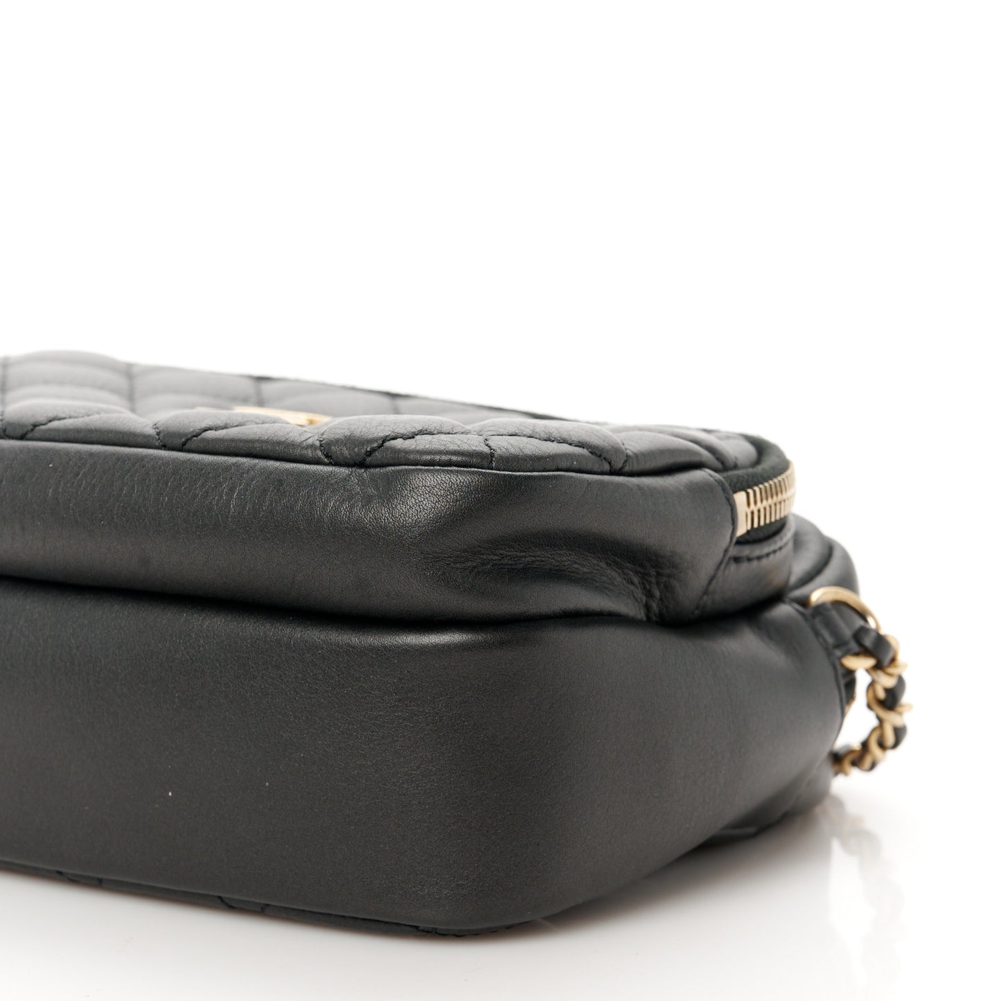 Calfskin Quilted Day Trips Camera Case Black