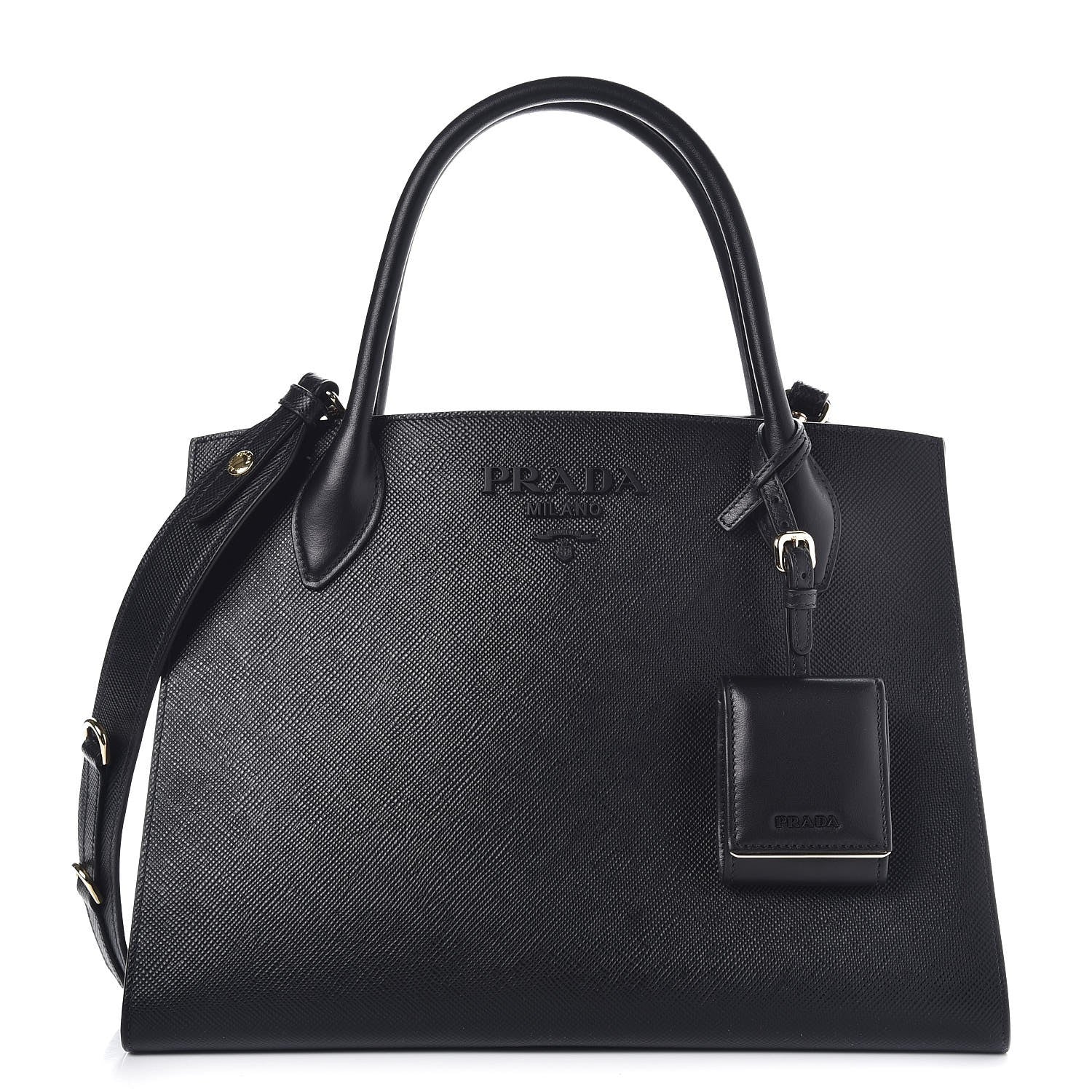 Prada Saffiano Cuir Calfskin Large Monochrome Top Handle Tote Black 1 of 9