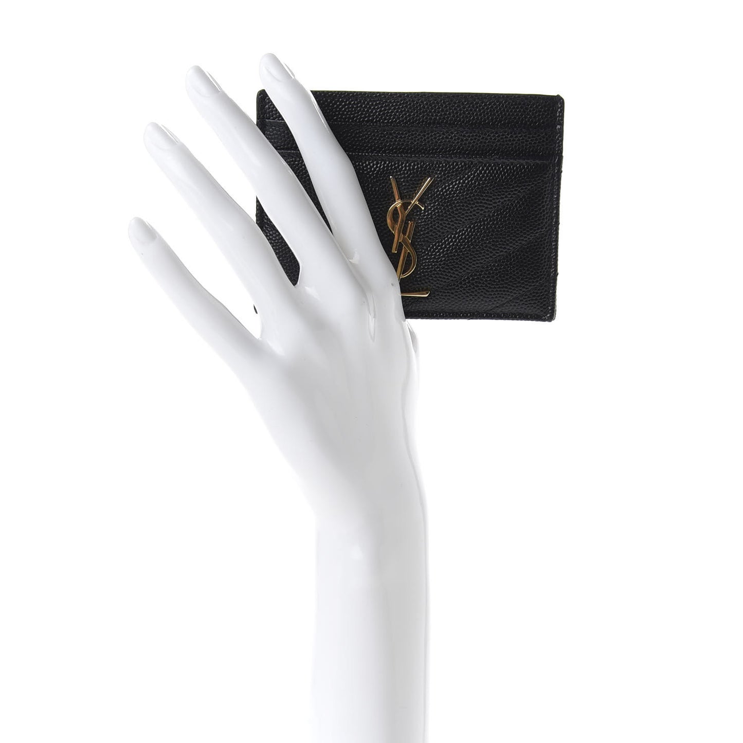 Grain De Poudre Matelasse Chevron Monogram Credit Card Case Black