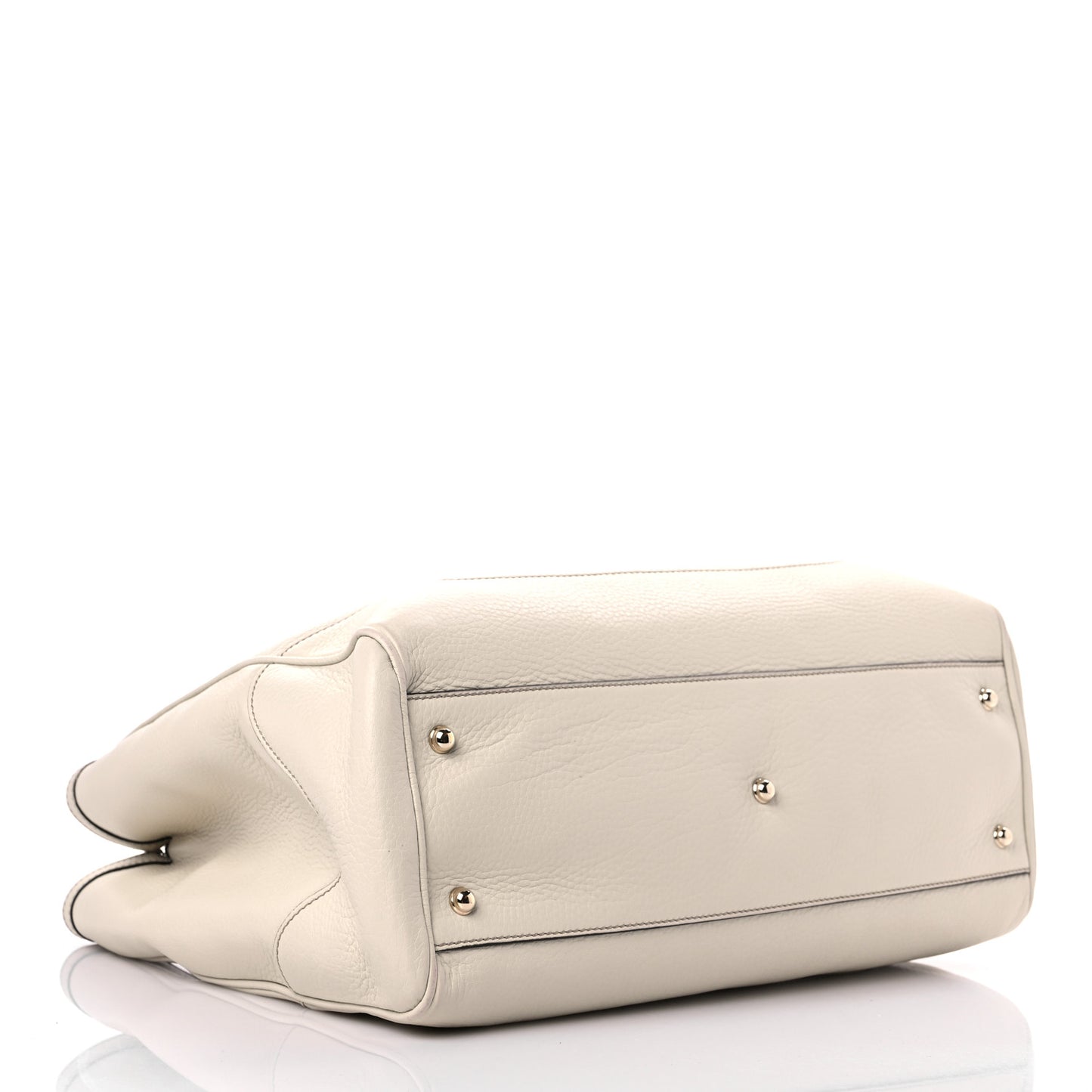 Grained Calfskin Medium Diana Bamboo Top Handle Tote Ivory
