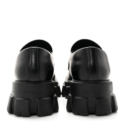 Prada Spazzolato Rois Metal Triangle Logo Mens Monolith 60mm Loafers 6 Black 5 of 15