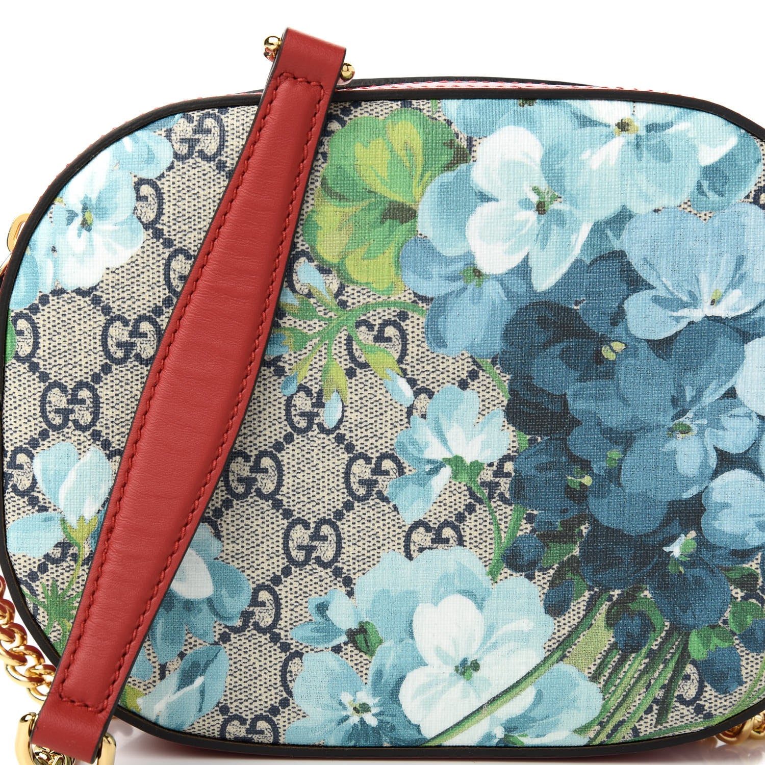 Gucci GG Supreme Monogram Blooms Mini Chain Shoulder Bag Beige Blue Navy Hibiscus Red 11 of 11