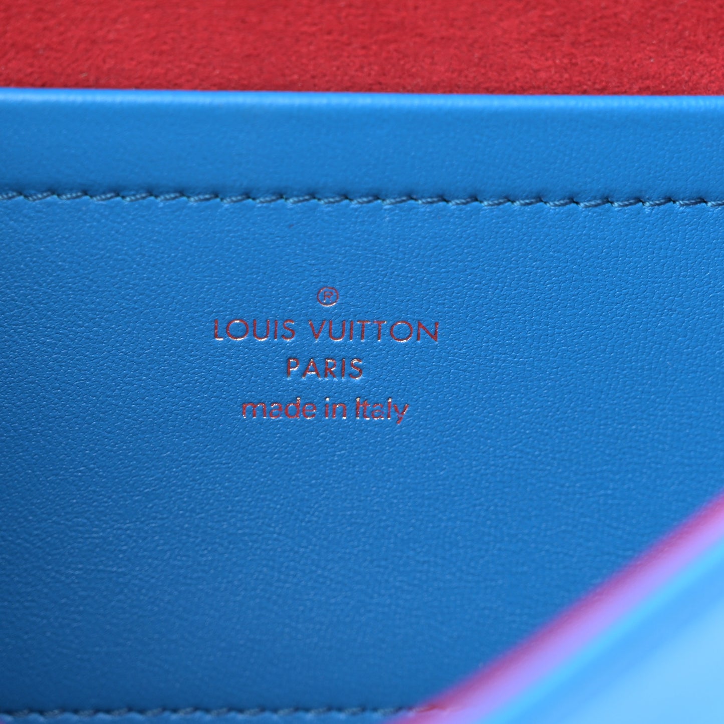 Lambskin Embossed Monogram Vuittamins Pochette Coussin Blue Red