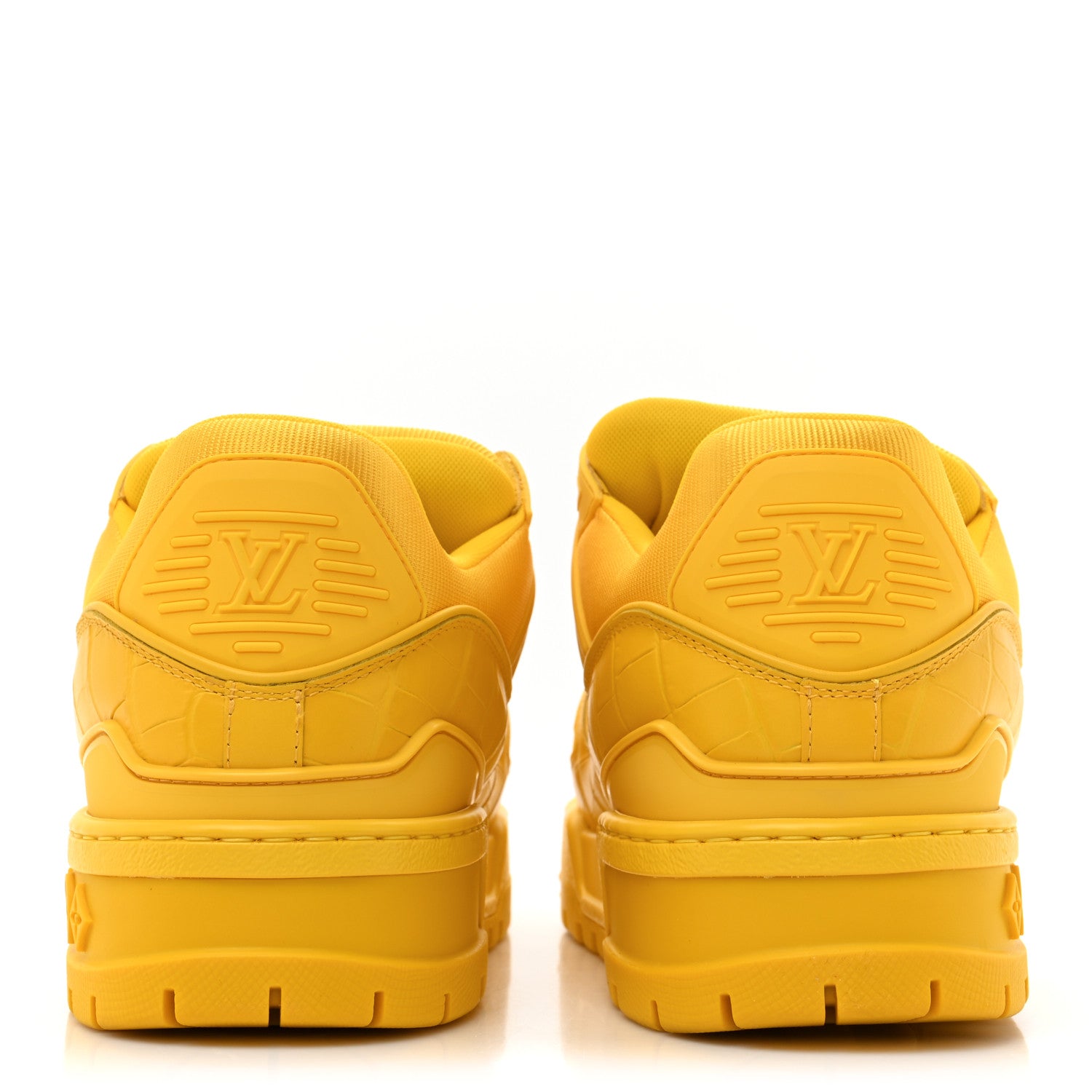 Louis Vuitton Calfskin Alligator Embossed Mens LV Trainer Maxi Sneakers 6 Yellow 4 of 13