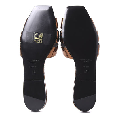 Saint Laurent Metallic Snakeskin Nu Pied 05 Slide Sandals 36 Kanyon Bronze 5 of 9