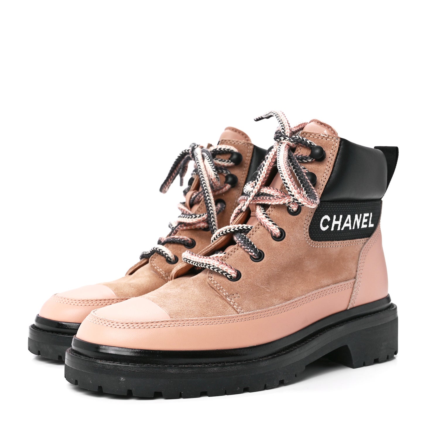 Suede Calfskin Lace Up Boots 37.5 Pink