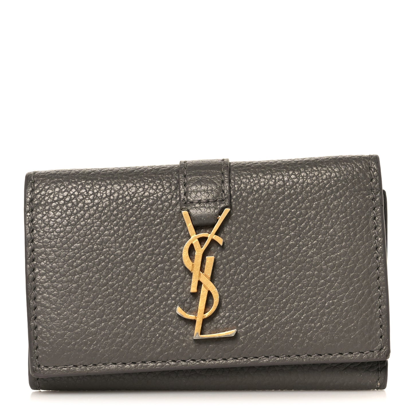 Grained Calfskin Monogram Key Case Grey