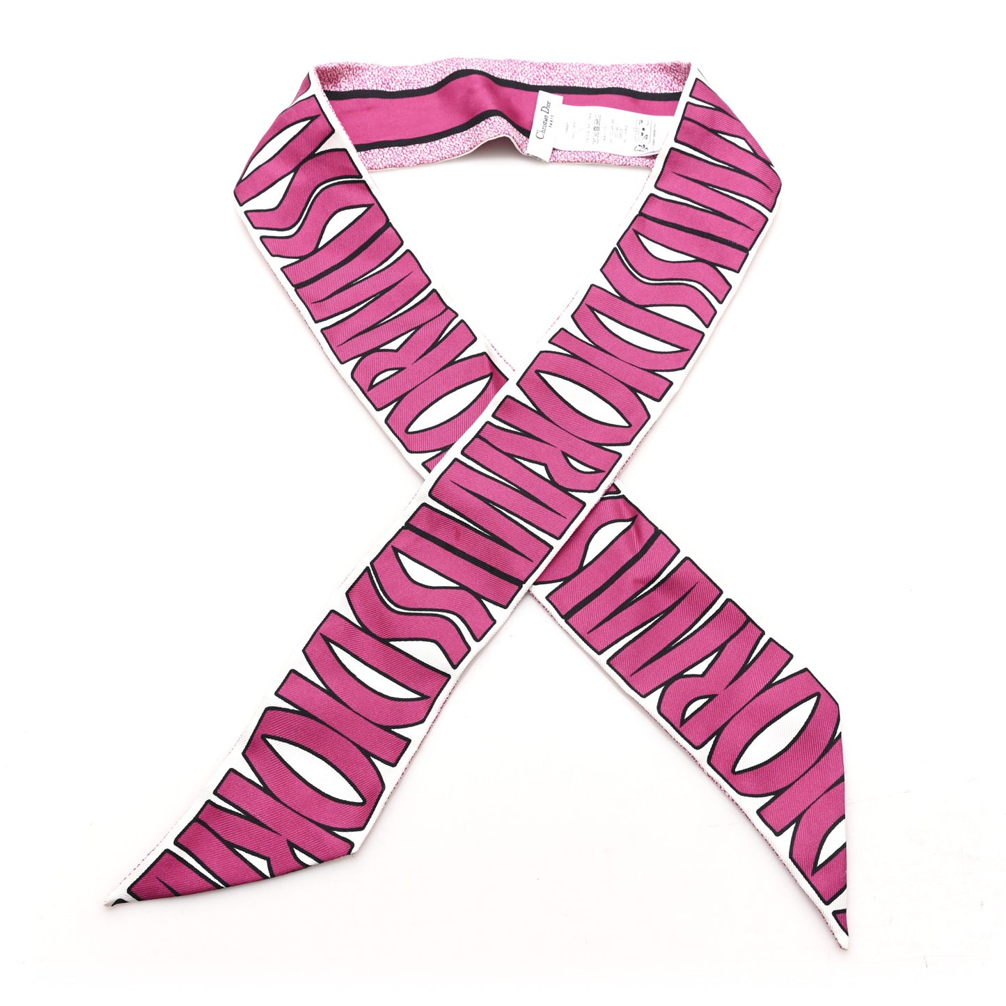 Silk Miss Dior Allover Mitzah Scarf White Fuchsia