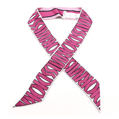 Christian Dior Silk Miss Dior Allover Mitzah Scarf White Fuchsia 1 of 3
