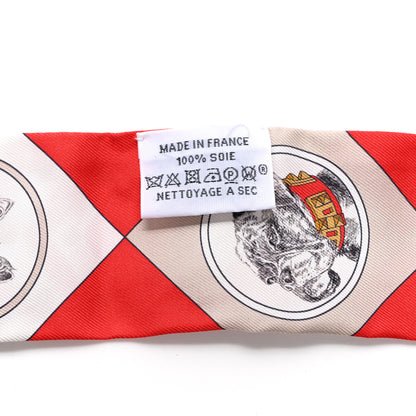 Hermes Silk Colliers Et Chiens Twilly Rouge White Mastic 4 of 4