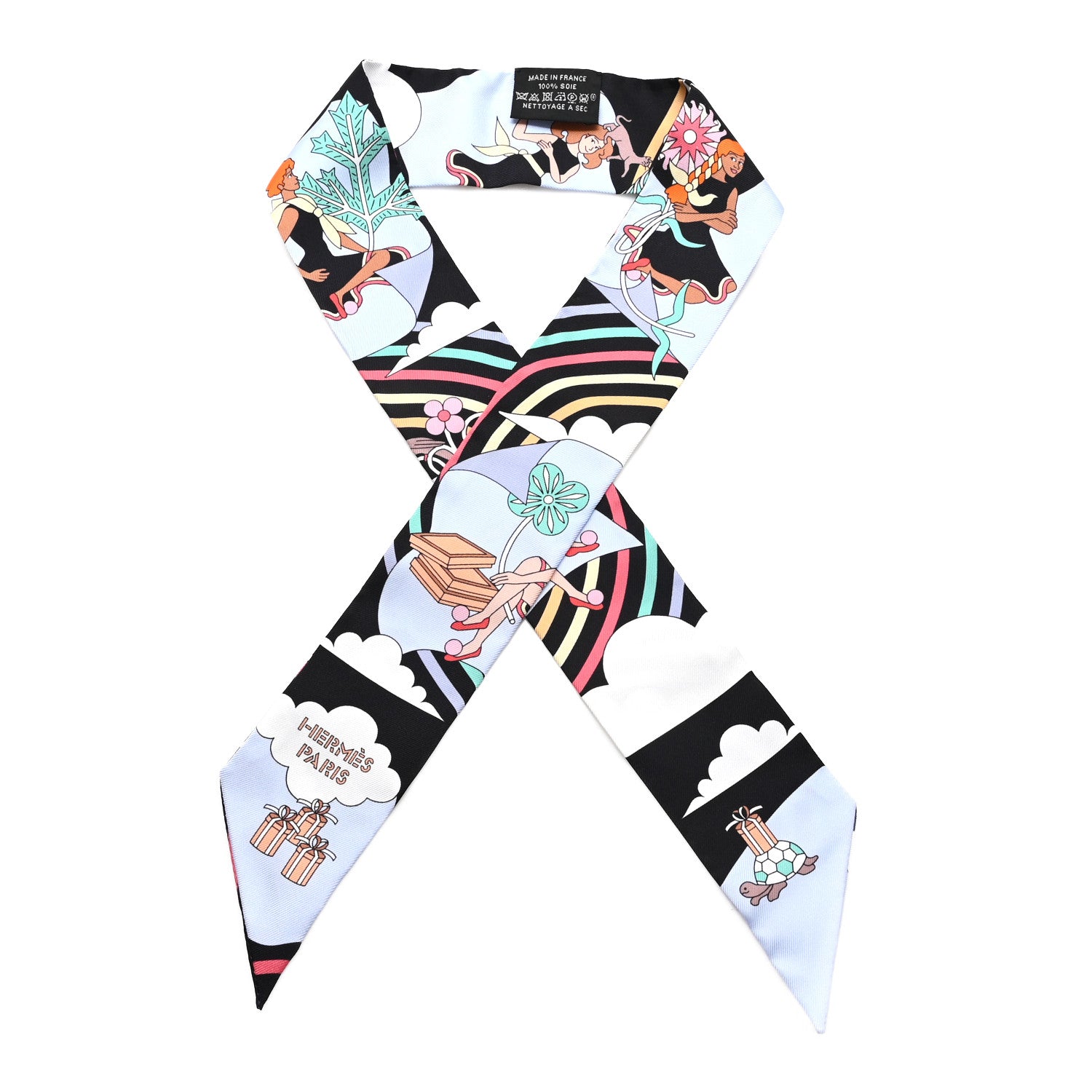 Hermes Silk Carres Volants Twilly Black Ciel Multicolor 1 of 3
