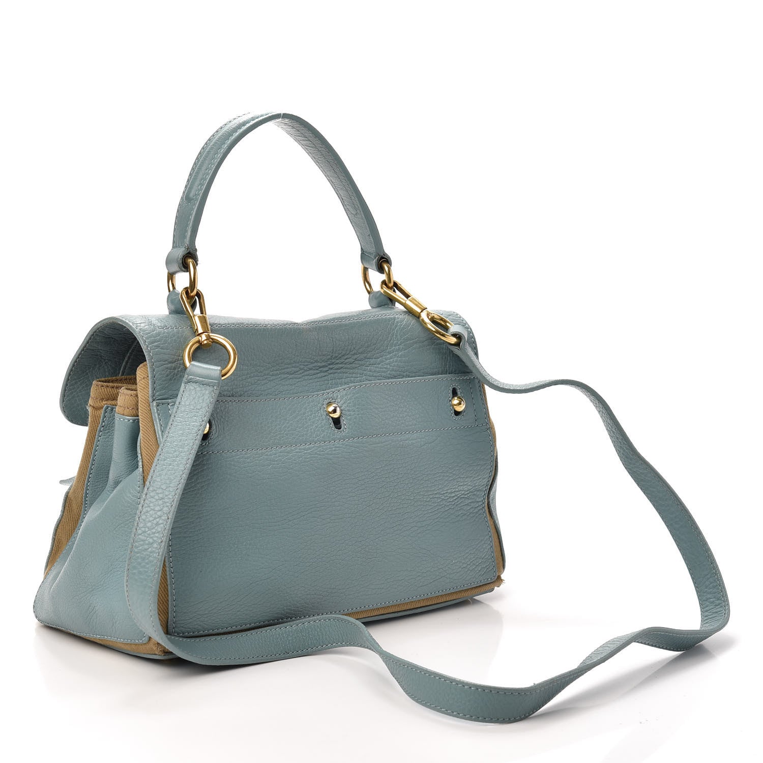 Saint Laurent Calfskin Canvas Small Muse Two Blue Glacier Beige 3 of 9