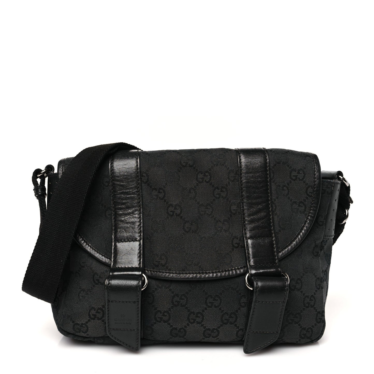 Monogram Small Double Buckle Flap Messenger Bag Black