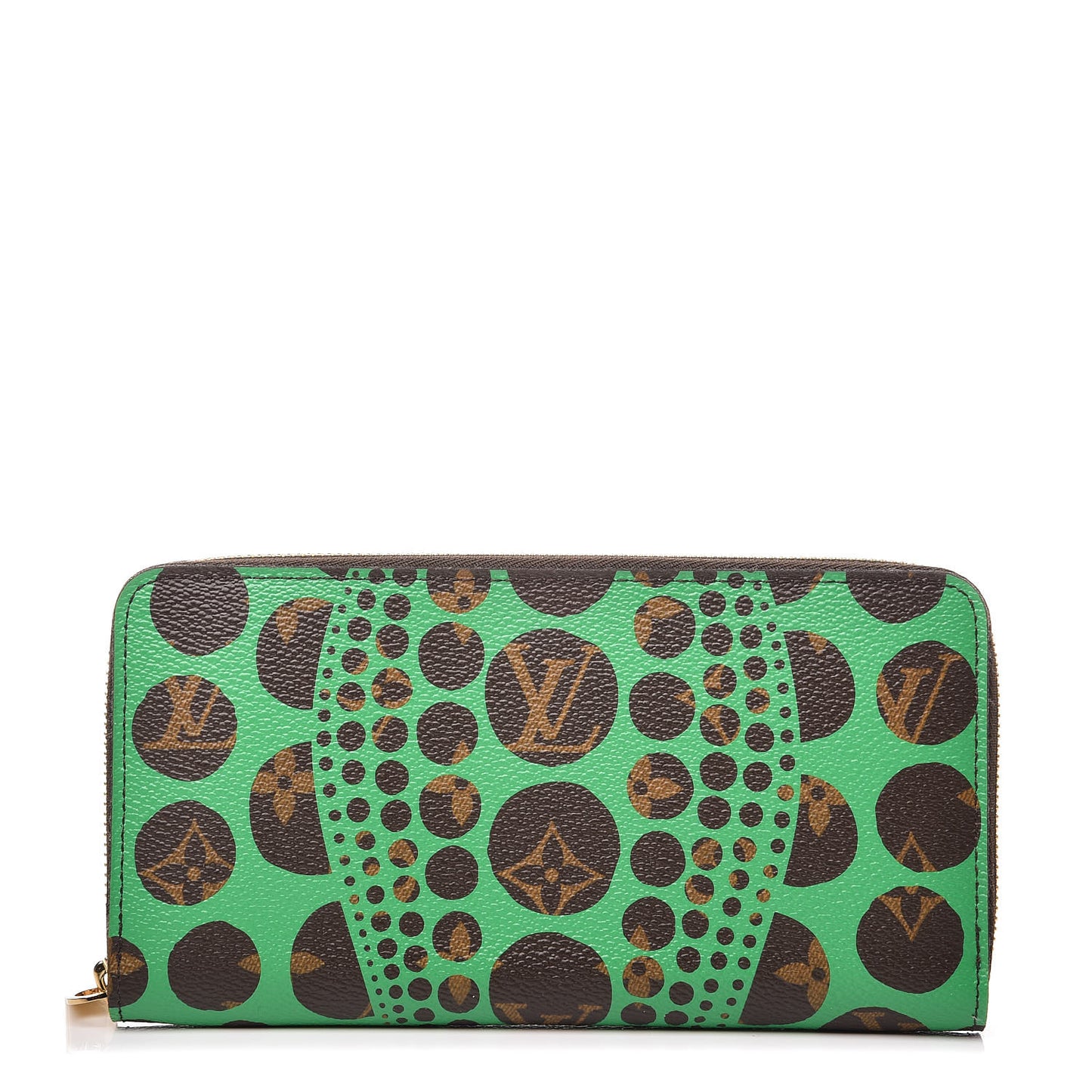 Monogram Kusama Pumpkin Dots Zippy Wallet Green