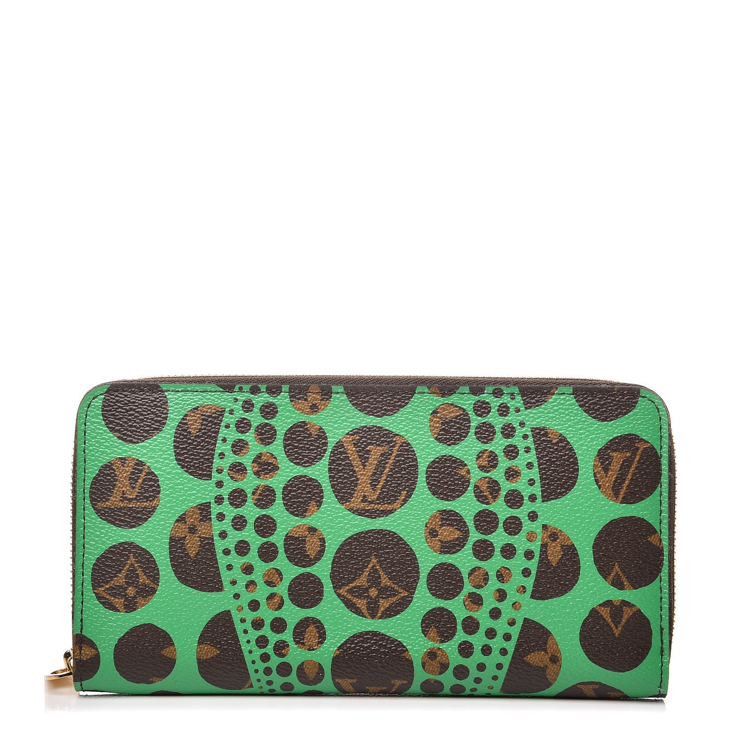 Louis Vuitton Monogram Kusama Pumpkin Dots Zippy Wallet Green 1 of 7