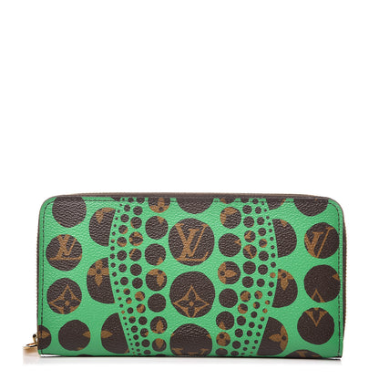 Louis Vuitton Monogram Kusama Pumpkin Dots Zippy Wallet Green 1 of 7