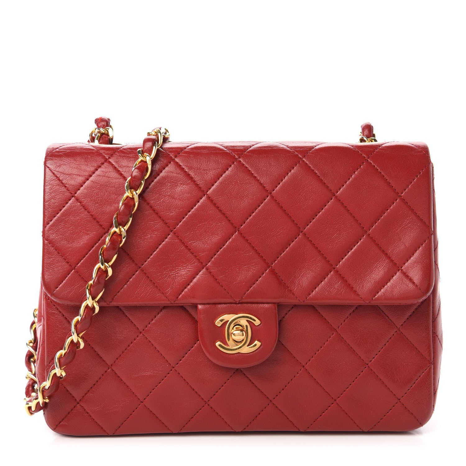 Chanel Lambskin Quilted Small Single Flap Red 1 of 10