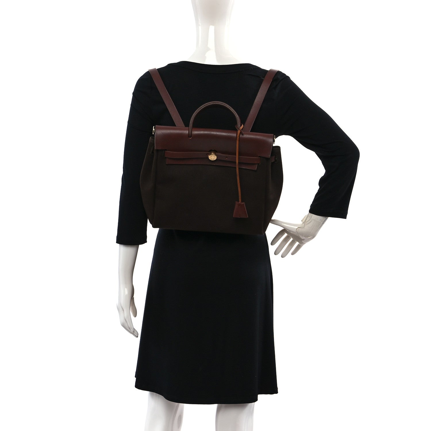 Hermes Toile Vache Calfskin Herbag 30 PM Backpack Havane 2 of 22