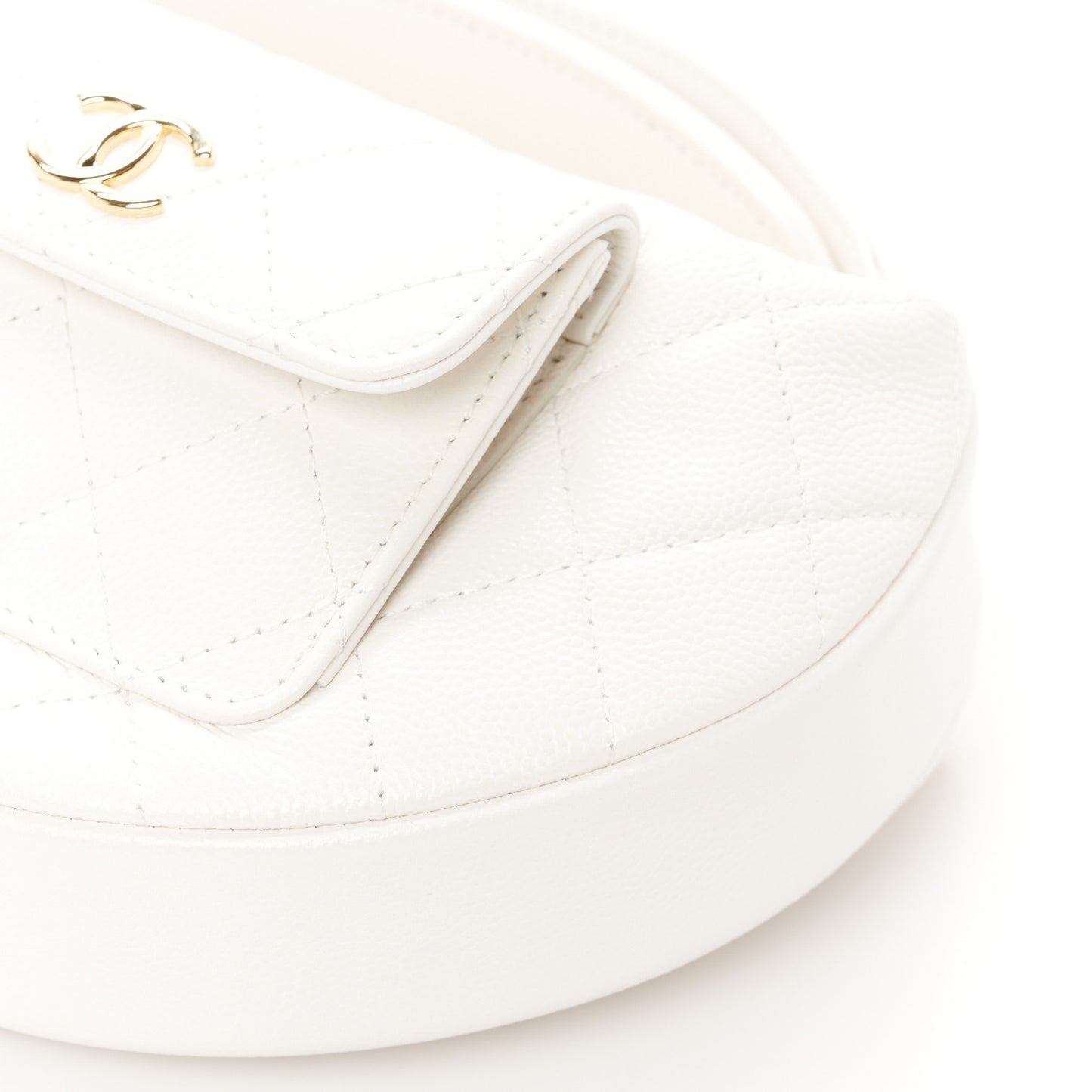 Caviar Quilted Polly Pocket Pouch Hobo White