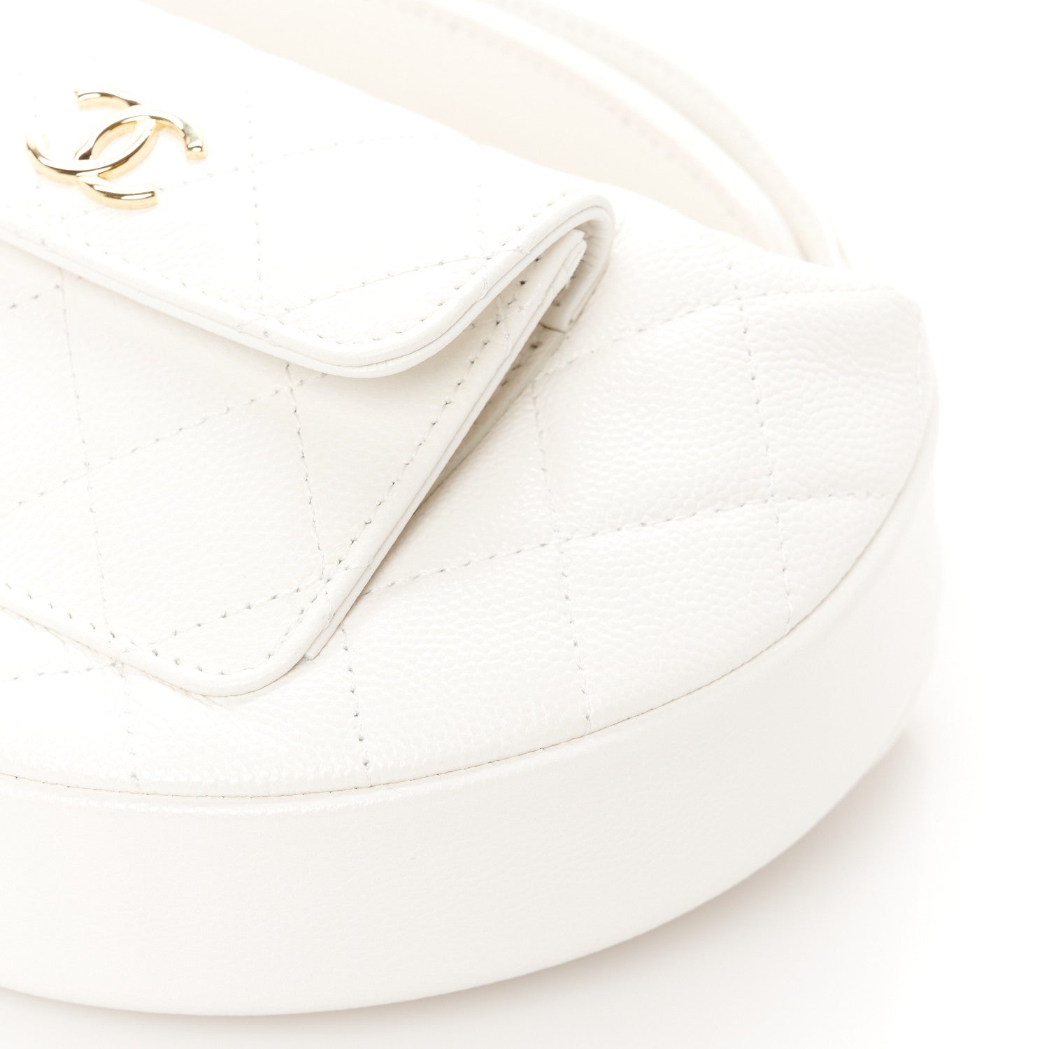 Chanel Caviar Quilted Polly Pocket Pouch Hobo White 10 of 11