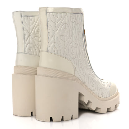 Gucci Calfskin Nappa Rhombus Quilted Trip Ankle Boots 36.5 Great White 4 of 10