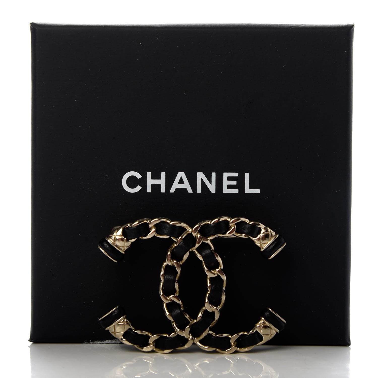 Chanel Lambskin Chain CC Brooch Black Gold 6 of 6
