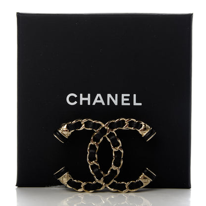 Chanel Lambskin Chain CC Brooch Black Gold 6 of 6