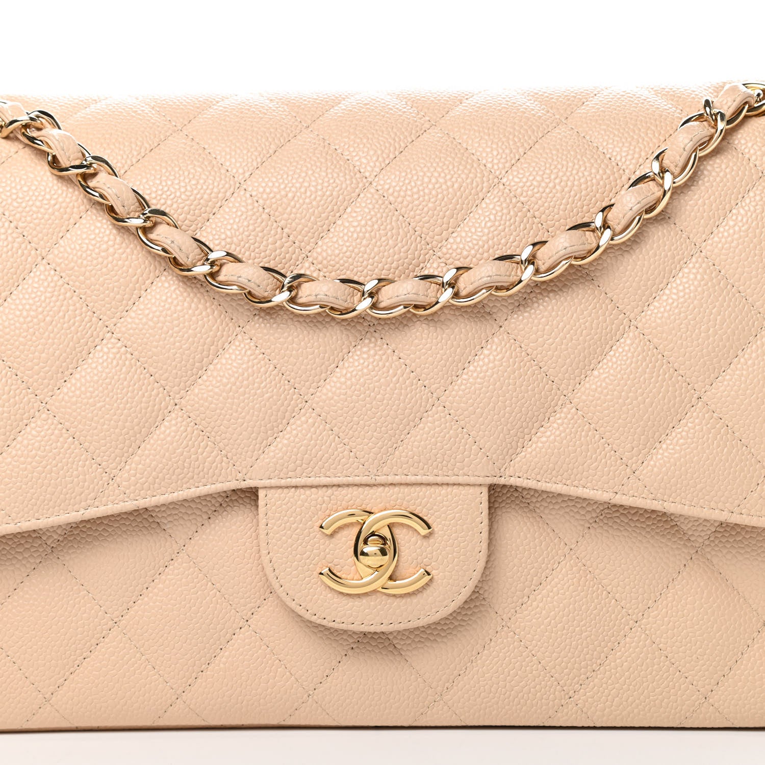 Chanel Caviar Quilted Jumbo Double Flap Beige Clair 8 of 11