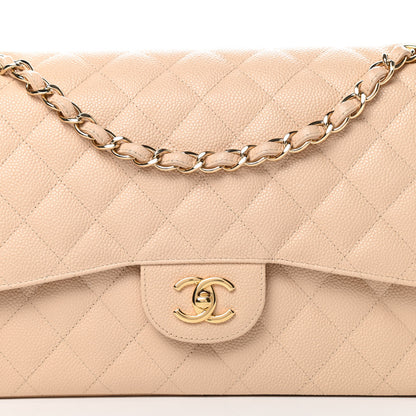 Chanel Caviar Quilted Jumbo Double Flap Beige Clair 8 of 11