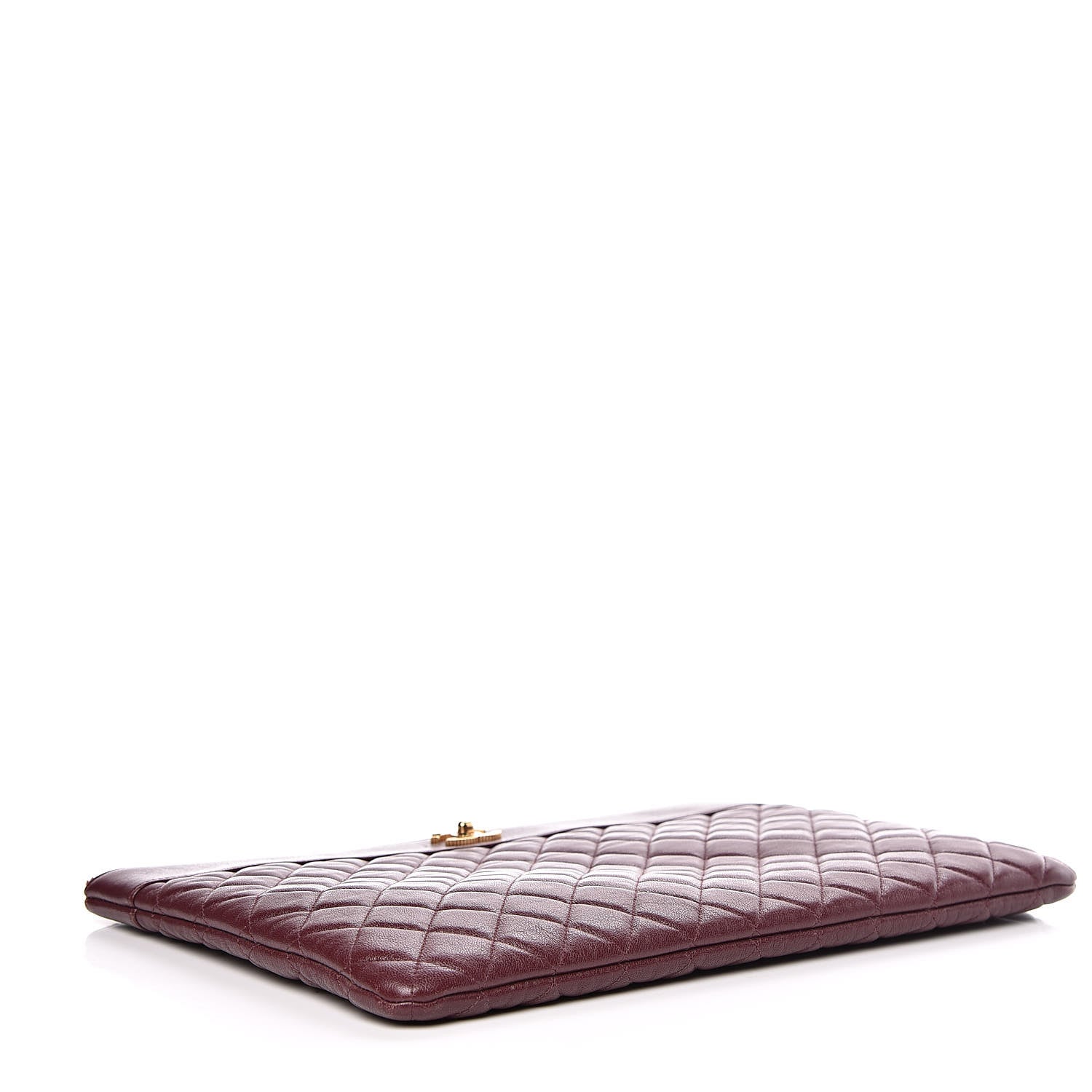 Chanel Sheepskin Quilted Large Vintage Mademoiselle Cosmetic Case Burgundy 4 of 14