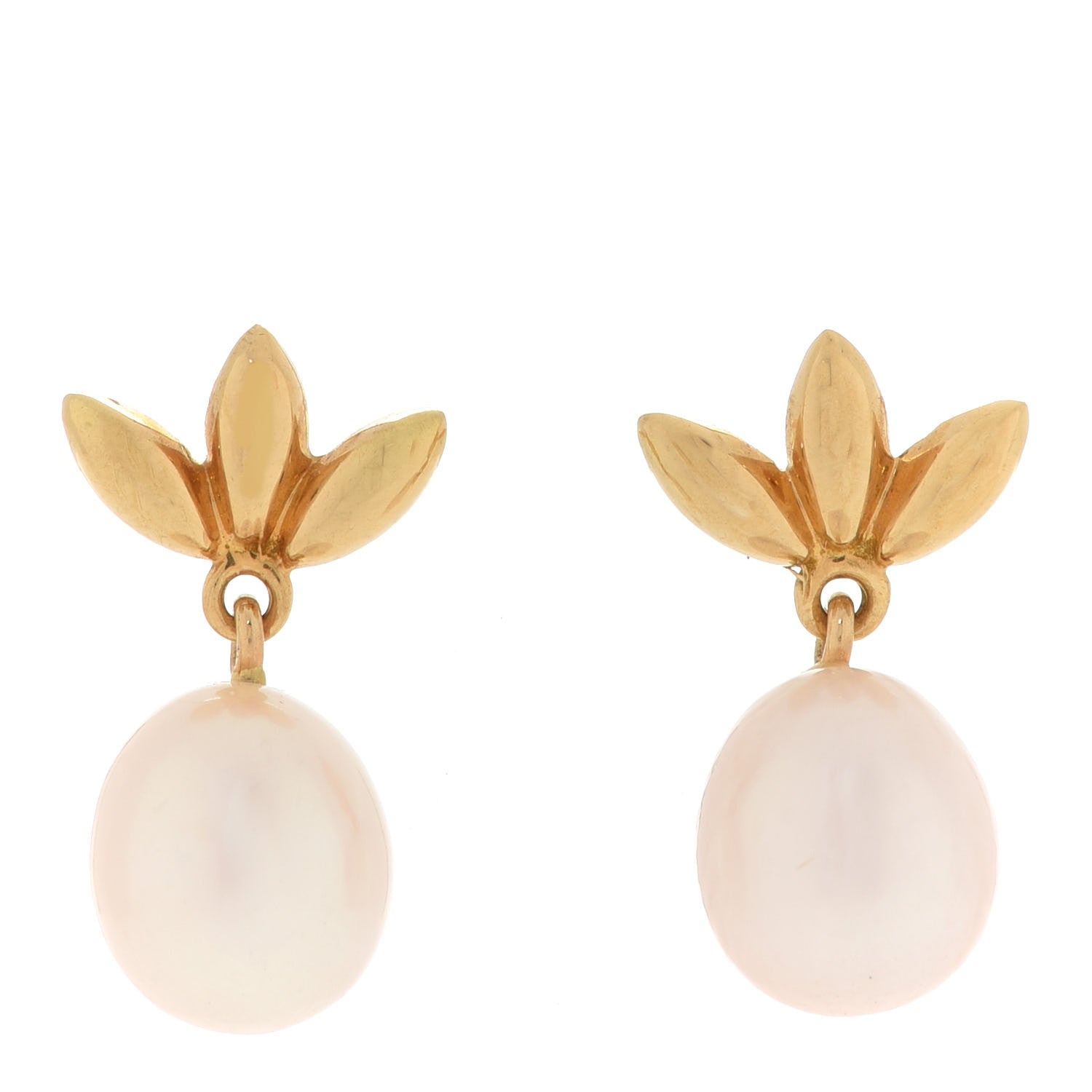 Tiffany 18K Yellow Gold Pearl Flower Earrings 1 of 5