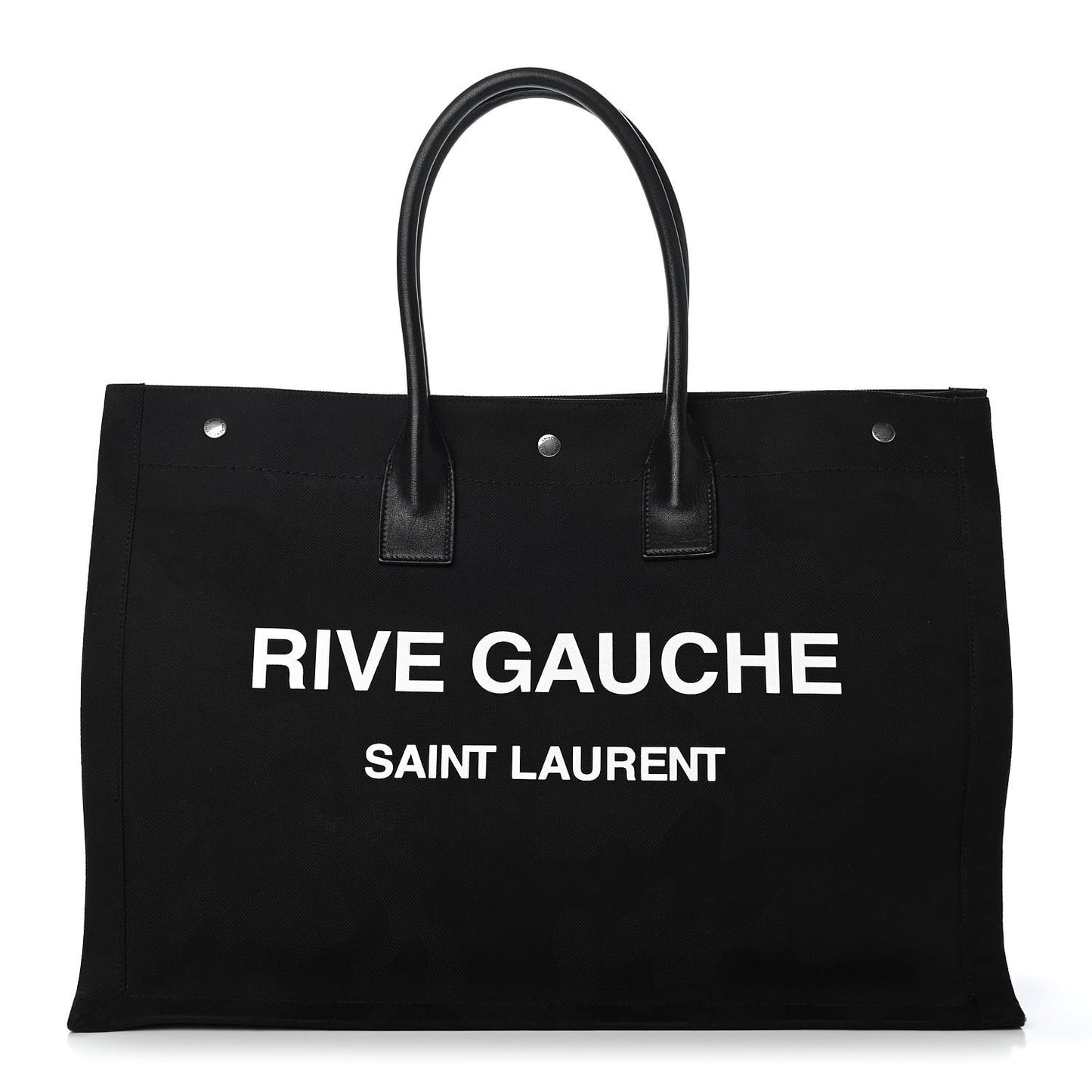 Linen Calfskin Rive Gauche Tote Black