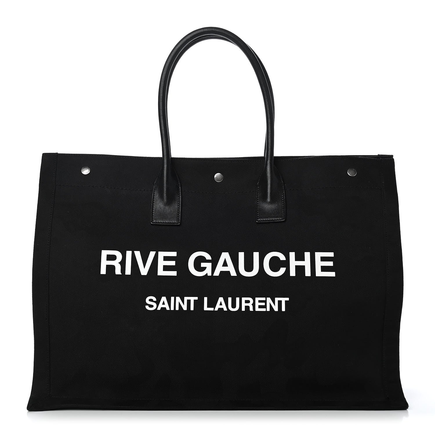 Saint Laurent Linen Calfskin Rive Gauche Tote Black 1 of 9