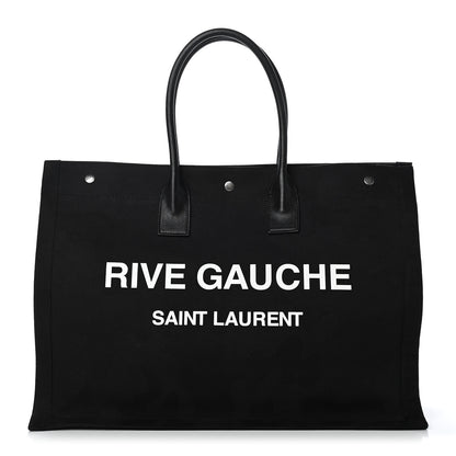 Saint Laurent Linen Calfskin Rive Gauche Tote Black 1 of 9