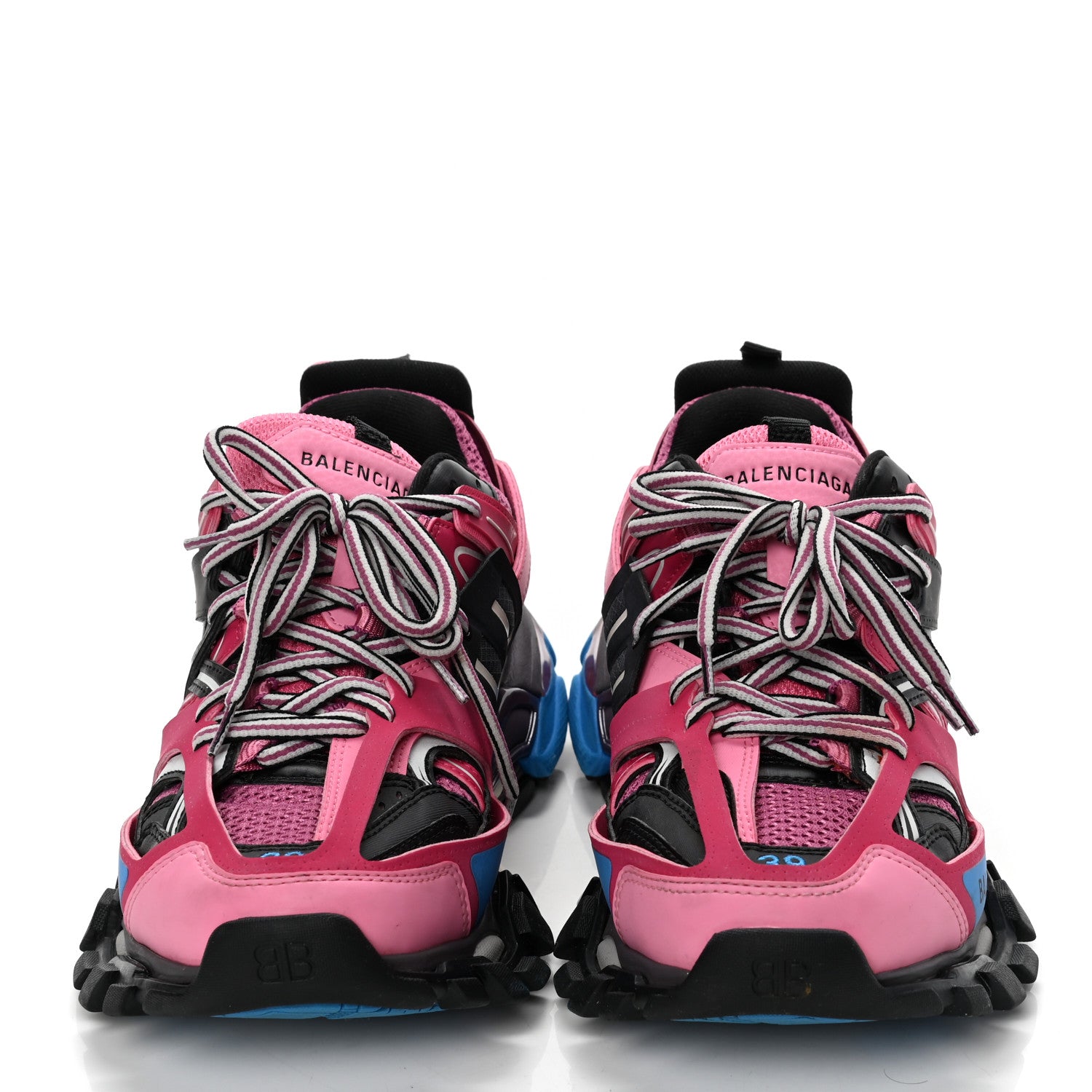 Balenciaga Mesh Nylon Metallic Fabric Womens Track Sneakers 39 Pink Blue 2 of 9