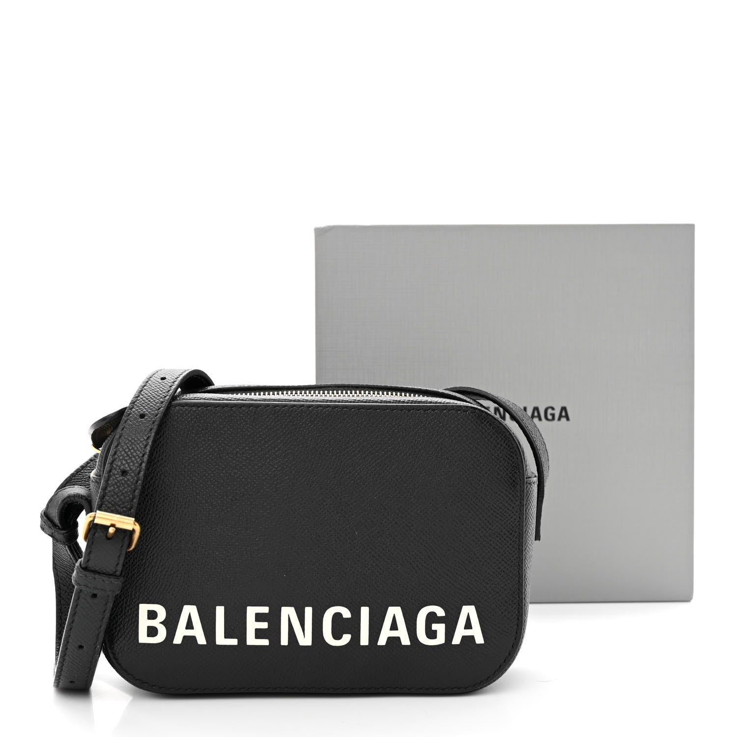 Balenciaga Signature Grained Calfskin Logo XS Ville Camera Bag Black White 12 of 12