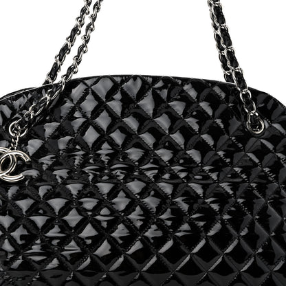 Chanel Patent Quilted Maxi Just Mademoiselle Bowling Bag Black 7 of 9