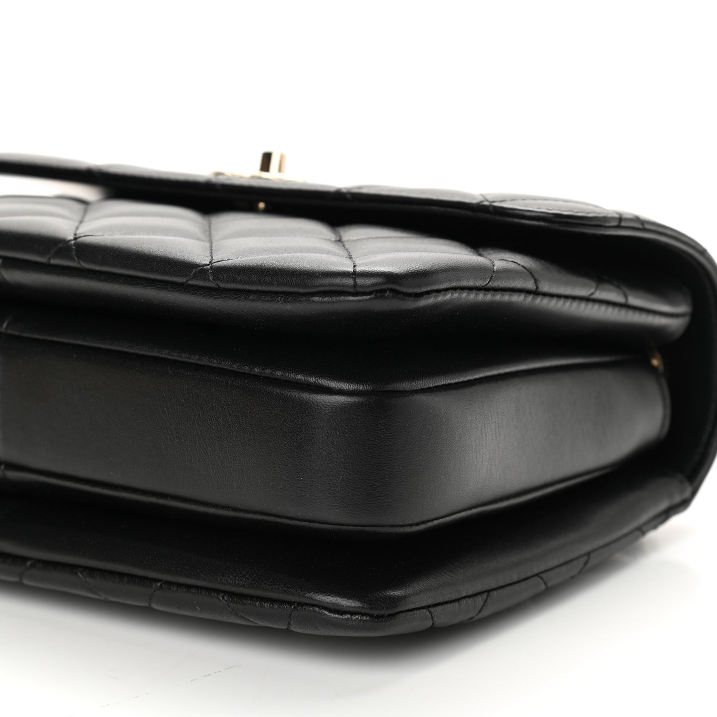 Lambskin Quilted Small Trendy CC Dual Handle Flap Bag Black